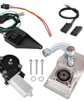 Sobalai RV step motor conversion kit with curved linkage for Kwikee 22–40 series; shows motor, controller, wiring