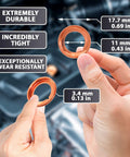 20 Piece 12mm Oil Drain Plug Washer Set Replacement For Nissan And Infiniti OEM 11026-JA00A Equivalent Cross Reference 11026-01F10 11026-01M00 11026-01M01 11026-01M02 11026-JX00A 097134 776327 21258 01140600 12mm ID 21mm OD 1.8mm Thick copper washer in hand
