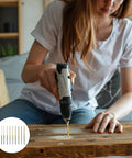 Woman using electric drill with 10 Pack Mini Twist Drill Bit Set 0.6mm To 2.2mm Titanium Coated High Speed Steel Micro Drill Bits for crafting