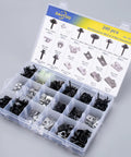 240-Piece Body Bolts And U-Nuts Kit For GM Ford Chrysler, open case with 19 popular sizes shown in compartments.