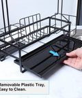Outdoor Grill Caddy With Paper Towel Holder And Utensil Organizer, showing removable plastic tray feature