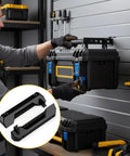Black Mounting Feet Kit For ToughBuilt StackTech Mounting Plate Brackets Cleats 12 Pack Heavy Duty in use on tool organizer