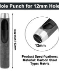 Beefy 12mm Round Gasket Punch Tool Heavy Duty Carbon Steel Hollow Hole Cutter For Leather Belts And Watch Bands 92mm