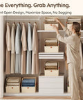 Fabric Closet Storage Cubes 8 Pack with Dual Handles Square Storage Bins in closet with clothes and towels