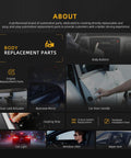 Collage of automotive body replacement parts including door handles, mirrors, and buttons for improved driving experience.