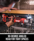 Dang Compact Cordless Right Angle Impact Driver With 12V Brushless Motor And Quarter Inch Hex Chuck Featuring 20Ah USB C Battery And 20W Charger Plus Belt Clip For Real Deal Power used for tight spaces with 90-degree angled head.