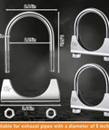 Beefy Heavy Duty Exhaust Clamp Set Four Pack Fits Two And A Quarter Inch OD Pipes U Bolt Saddle Design Muffler Connector