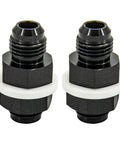 6AN To 6AN Male Flare Straight Fuel Line Bulkhead Fittings Aluminum Black Two Pack For High Pressure Fuel Lines