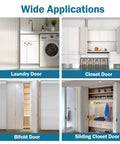 Wide applications of Slick Bifold Closet Door Hardware Kit in laundry, closet, bifold, and sliding doors.