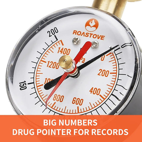 Dial of 2-1/2 Inch Water Pressure Test Gauge With 0-200 Psi Range, Red Drag Pointer visible, close-up view.