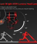 Rechargeable 1200 Lumen Headlamp Beast Mode With Four Modes Zoomable Beam Waterproof Headlight showing 90-degree adjustability