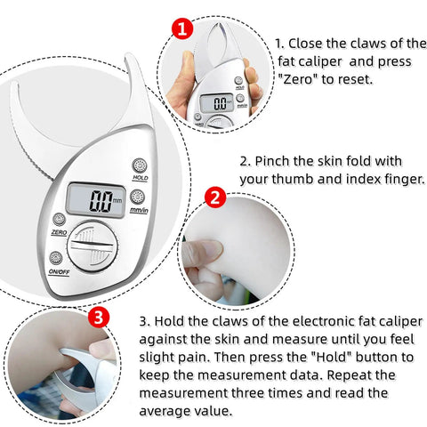 Digital Body Fat Caliper With LCD Screen And Tape Measure For Accurate Body Fat Percentage Easy Home Fitness Tracker For Progress And Health Monitoring, white plastic