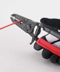Wire Stripper With Screw Cutter For Electrician Skill Tests, Pro Grade Japanese Tool, Red and Black Grips, Insulation Removal Demonstration