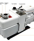 Heavy Duty 2 Stage Rotary Vane Vacuum Pump With 19.2 Cubic Meter Capacity And 1.1 Kilowatt Motor showing oil filling valve and gas ballast.