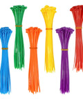 Assorted colors of 8 inch nylon zip ties in 6 colors for Nylon Zip Ties Multipack 300 Pcs 8 Inch 40Lb Tensile Assorted Colors