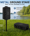 Built Different Heavy Duty IP65 Waterproof Outlet Box With Six Entry Ports For Power Strips And Extension Cables Tough As Nails Cover, shown on grass.