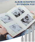 Rock Solid 40 Piece Scrapbook Extension Posts And Screws To Keep Post Bound Album Pages Locked Tight And Looking Fresh Durable Binding Hardware For Photographers And Makers showcased in a scrapbook with black and white photos.