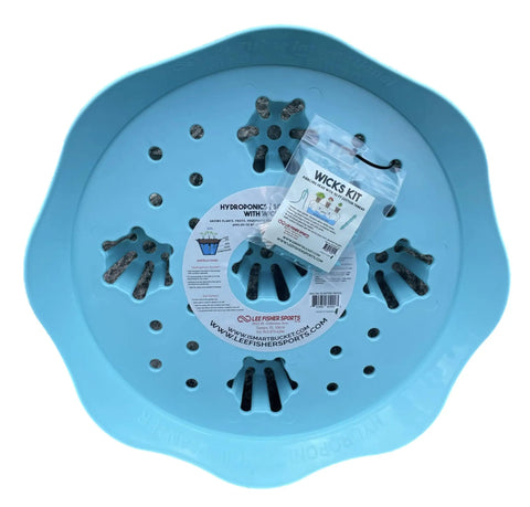 Top view of Hydroponic And Soil Planter Bucket Set 3.5 Gallon Grow Kit base with wicks for herbs vegetables flowers.