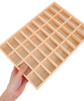 Dope Stackable Jewelry Organizer Tray Featuring Thirty Six Durable Wooden Grids For Sorting Beads Bracelets Pendants And Earrings, open view.