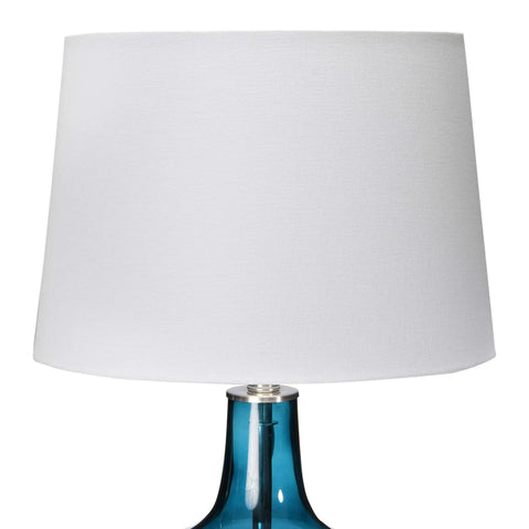Cool Deep Blue Translucent Textured Glass Table Lamp With Cream Empire Shade And Brushed Chrome Accents Modern Bedside Or Foyer Lamp Ideal For Bedroom Or Hallway Decor Uses 60W Type A Bulb top view