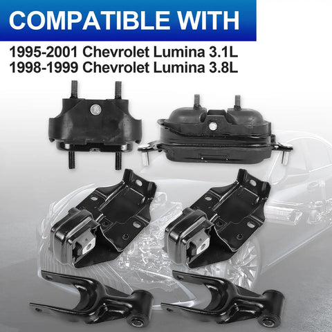 Heavy Duty Engine Motor Mount Set Fits Chevy Monte Carlo 1995 To 2005 Lumina 1995 To 2001 includes parts for V6 engine.