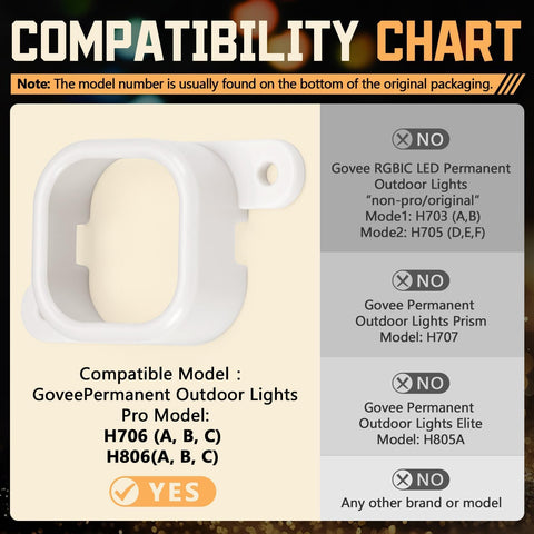 Govee H706 H806 Compatible Outdoor Light Mounting Clips Kit With Screws And Hex Socket White Brackets For Permanent Lights Pro Heavy Duty Mounts Easy Install Includes 125 Clips And Replacement Extras