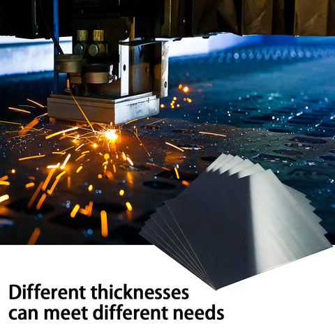 Pro Grade Spring Steel Shim Set In 1095 Steel, Assorted Thicknesses 0.004 to 0.03 in, 6x6 Inch Polished Shim Stock next to machinery