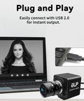 USB Global Shutter Camera Featuring 800P Monochrome Sensor, Ridiculously Smooth 120 To 640 Fps Ultra Slow Motion Video connected to a laptop.