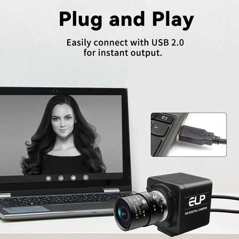 USB Global Shutter Camera Featuring 800P Monochrome Sensor, Ridiculously Smooth 120 To 640 Fps Ultra Slow Motion Video connected to a laptop.