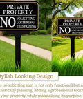 2 Pack No Trespassing And No Soliciting Keep Out Sign Set For Private Property With Stake 14x10 Inches Stands About 37 Inches Tall