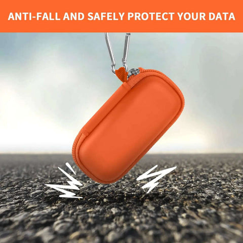 Dang Solid USB Flash Drive Case Plus SD Card Holder Bag For Thumb Drives Hella Secure Memory Card Pouch in orange, anti-fall design.