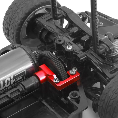 Ultra Lightweight Aluminum Gear Cover For One Tenth Scale RC Car TT02 Open Gearbox Shield Upgrade Red installed on RC model