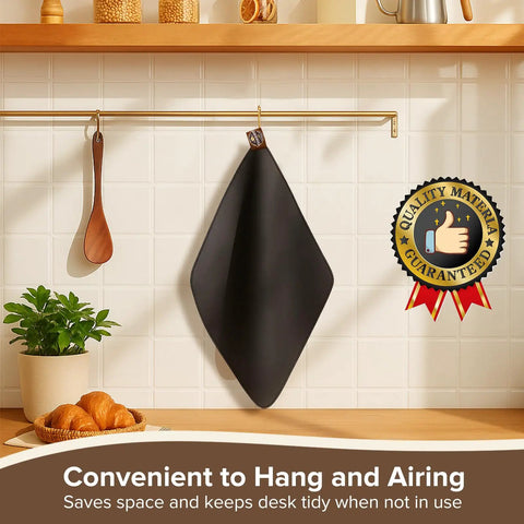 Dual Sided Sliding Mat With Anti Slip Top And Smooth Bottom For 870XL Espresso Machine Includes Hanging Strap Easy To Clean Heavy Duty Countertop Protector Pad For Espresso Accessories hanging in kitchen