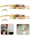 Heavy Duty 2 Piece Spring Loaded Trailer Latch Set With Galvanized Build For Cargo And Dump Trucks shown from front with metal spring mechanism.