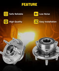 Drop In Replacement Wheel Bearing And Hub Assembly Set For GM Vehicles With 5 Lug Hubs And ABS Front Or Rear Fits Malibu Impala Equinox Terrain Lacrosse Regal Cadillac XTS CTS 2 Pack image showing two hub assemblies against a feature backdrop.