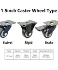 Heavy Duty Silent Caster Wheel Set Built Tough For Daily Grind Features Dead Quiet PU Rollers and Precision Ball Bearings Delivers Smooth Ride On Heavy Duty Shop Carts with 1.5-inch size.