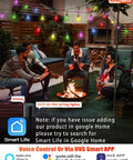 72 Ft LED Outdoor String Lights Two 36 Ft Strands Color Changing RGBW Patio Lights With Easy App Control in use on a patio