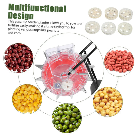 Manual Seeder And Fertilizer Spreader Tool For Lawn Care No Back Bending Ergonomic Hand Push Garden Roller with seed discs and seeds