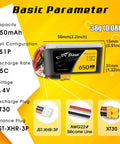 650mAh 2S 7.4V LiPo Battery With XT30 Plug For 120 Size FPV Rigs, beefy 75C burst, compact design with dimensions 56x31x13mm