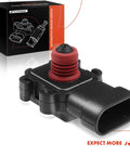 Map Sensor For Chevy And GMC Vehicles, Plug And Play Upgrade For Engine Management, High Accuracy Manifold Absolute Pressure Sensor, Easy Install Replacement, Diagnostic Ready, Fits Chevy Astro, Blazer, Cobalt, Express, Camaro, Silverado, Suburban, Tahoe. Black plastic MAP sensor with red seal and box