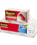 Heavy Duty Packaging Tape Six Pack Clear Hot Melt Adhesive With Synthetic Rubber For Strong Seals, Burst And Moisture Resistance, Built For Tough Jobs Shipping, Moving, And Parcel Packing. Clear Scotch shipping tape 6-pack with dispenser.