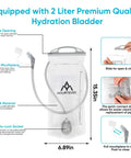 2 Liter BPA free hydration bladder from the Ultra Lightweight Hydration Vest 5L Water Backpack with adjustable mouthpiece