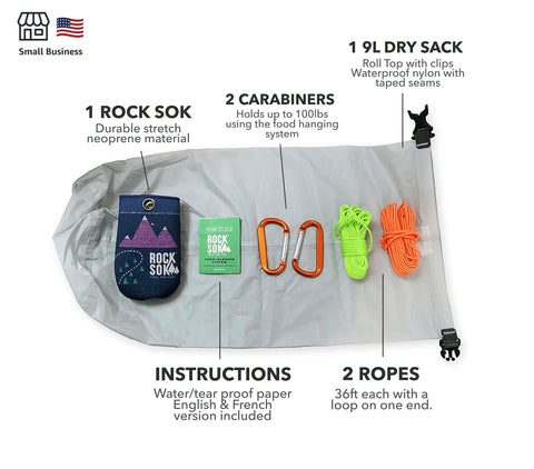 Bear Bag Food Hanging System For Camping And Hiking With 2 To 1 Pulley Waterproof Food Bag Paracord Ropes Rock Sok Carabiners