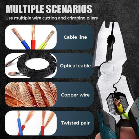 All In One 9 Inch Electrician Pliers With Wire Cutter Stripper Crimper Nail Puller For 10 To 18 AWG Wiring with cable types