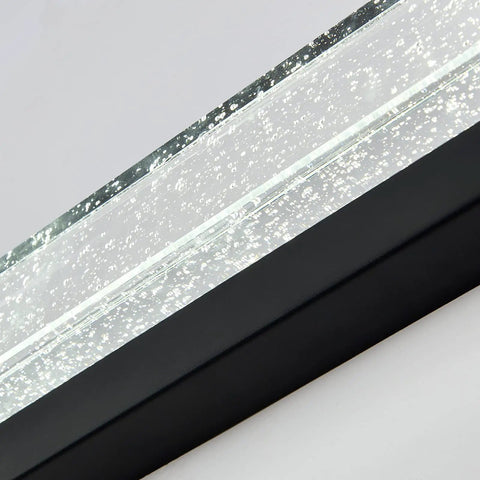 Crystal Bubble Glass Wall Sconce LED Light Fixture Black Modern Dope Vanity Lamp with sparkling crystal accents close-up