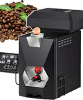 Next-Gen Electric Coffee Bean Roaster Machine - 200 Gram Capacity With Stainless Steel Drum, three roasting modes, coffee beans on side.