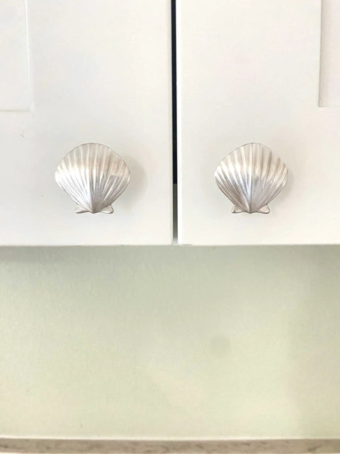 Coastal Seashell Cabinet Knobs Set Of 2 Small Pewter Hardware For Cabinets And Drawers Add Island Vibe And Ocean Charm To Kitchen Bath Or Furniture Decor