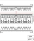 Technical drawing of a 16 Channel Power Distribution Module with Rocker Switch and Fused Pluggable Side Wiring Terminal Block.