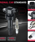 Ignition Coil Pack UF652 And Iridium Spark Plug 93815 For Hyundai Accent 2012-2020 Veloster Kia Rio Soul Set Of 4 image