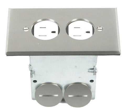 Screw Cap Floor Box Kit For Raised Floors 1 Gang 20A Tamper Resistant Duplex Receptacle With Watertight Gasket And Corrosion Resistant